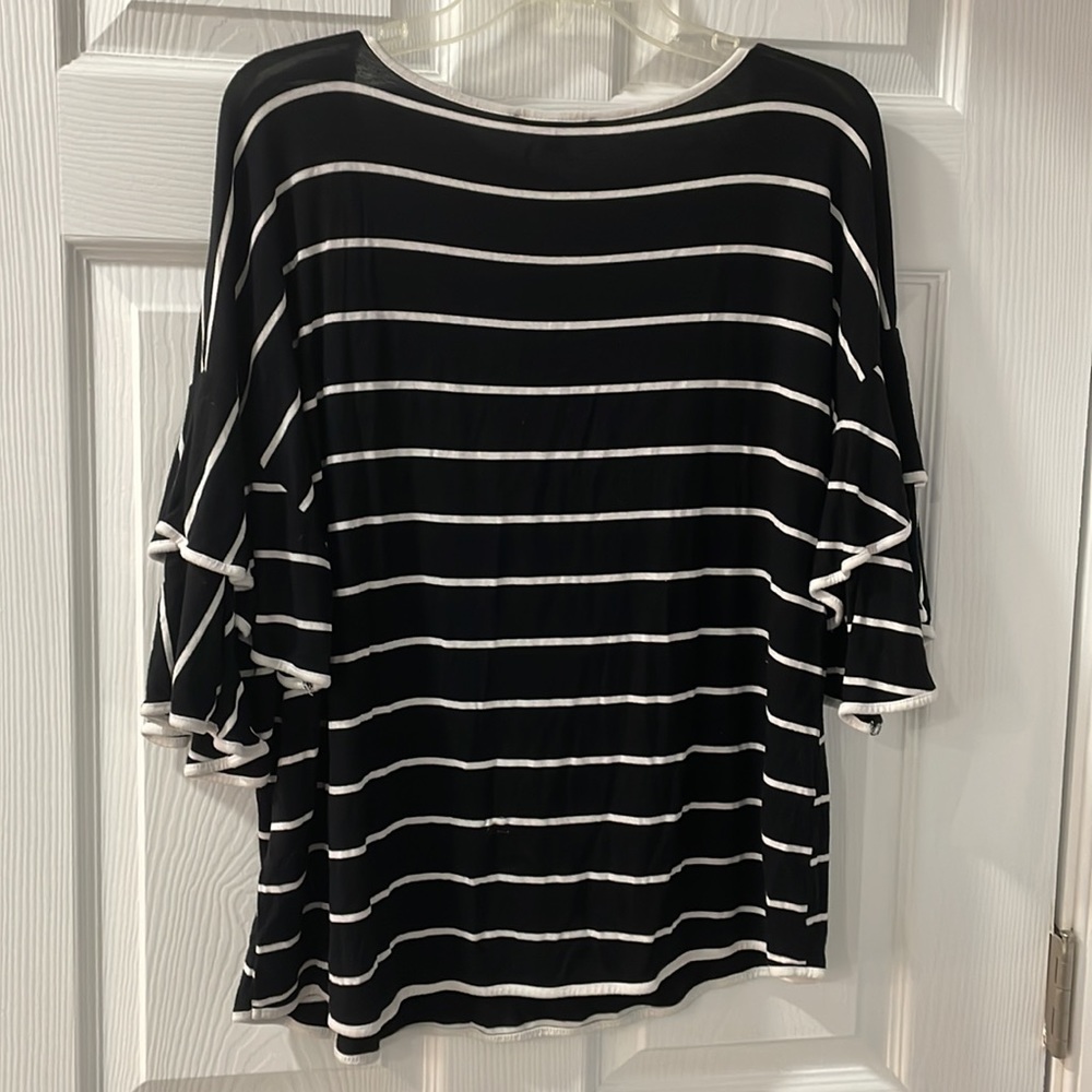 Cable & Gauge Striped Ruffle Sleeve Top - Picture 6 of 6
